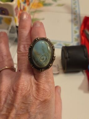 Vintage Native American Navajo Style Oval Turquoise Ring 12 kt gold filled